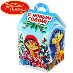 Сладкий подарок на Новый Год в картонной упаковке весом 600 грамм по цене 654 руб в Озерске